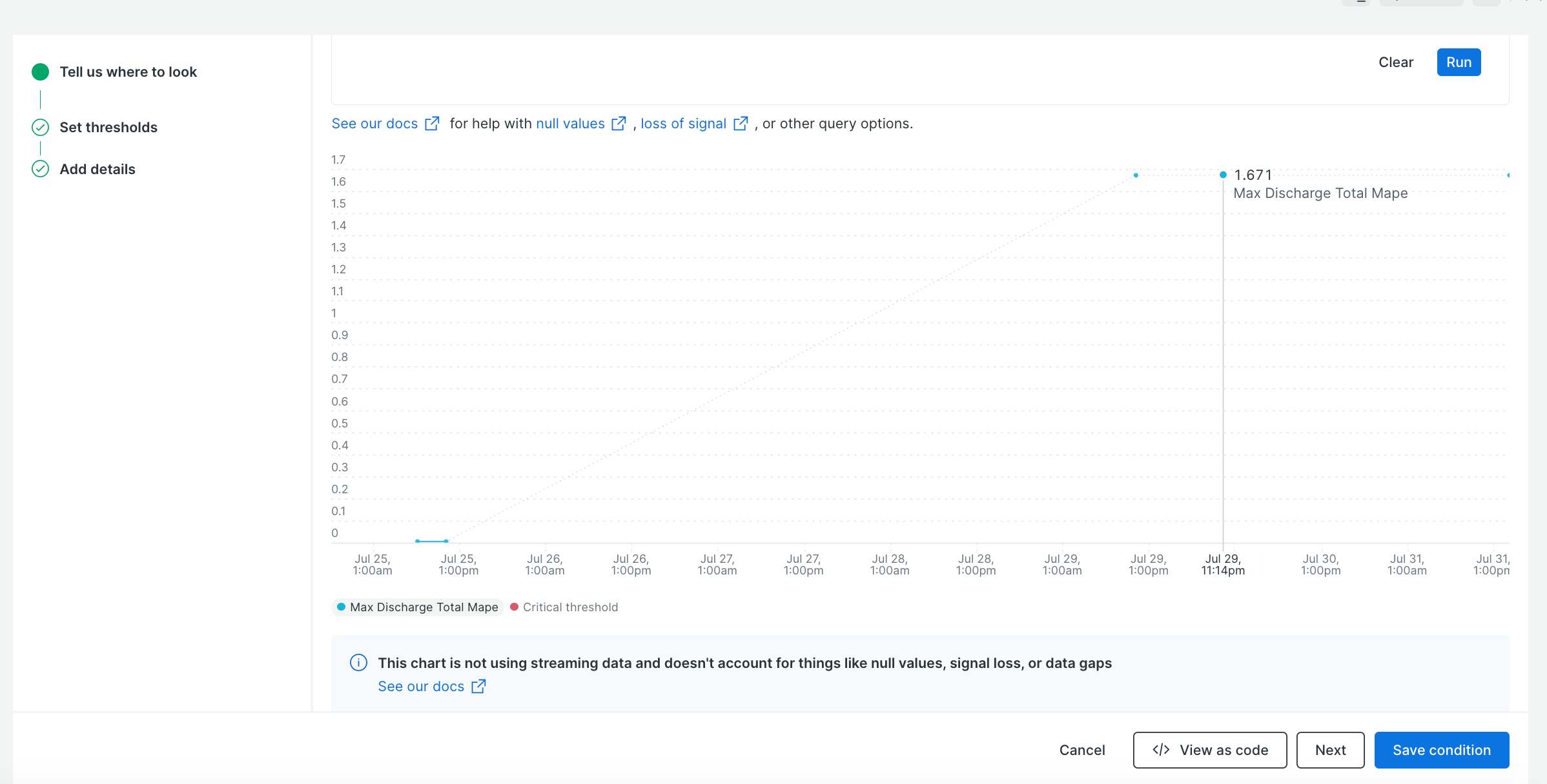Hub Topic: No signal data in signal history in an alert condition