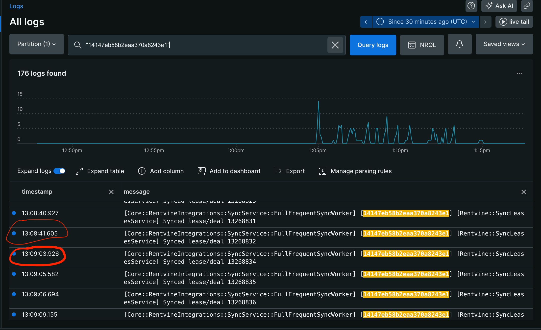 Hub Topic: Logs are intermittently missing