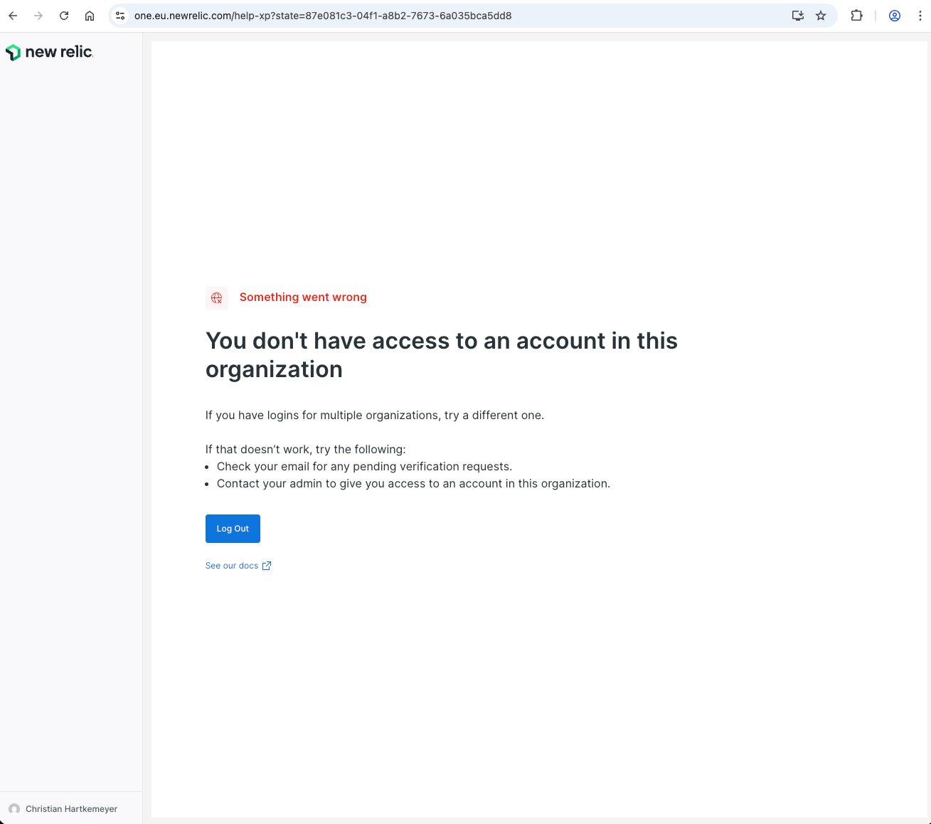 Hub Topic: Login fails with region/organization access errors despite ...
